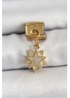 Mey İthalat® 316L Çelik Sallantılı Zirkon Taşlı Yıldız Model Gold Renk Nomination Charm