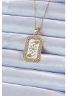 Mey İthalat® 316L Çelik Zincir Altın Renk Mineli Zirkon Taşlı Göz Figür Tarot Kolye