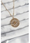 Mey İthalat® 316L Çelik Zincir Gold Renk Lotus Model Kolye