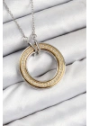 Mey İthalat® 316L Çelik Zirkon Taşlı Dönen Daire Model Gold Ve Gümüş Renk Kadın Kolye