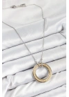 Mey İthalat® 316L Çelik Zirkon Taşlı Dönen Daire Model Gold Ve Gümüş Renk Kadın Kolye