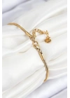 Mey İthalat® 316L Çelik Zirkon Taşlı Göz Charm Model Gold Renk Kadın Bileklik