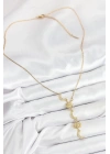 Mey İthalat® 316L Çelik Zirkon Taşlı Güneş Ve Ay Model Gold Renk Kadın Kolye