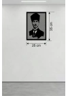 Mey İthalat® Atatürk Line Art Metal Görünümlü Ahşap Tablo - Modern Ofis ve Ev Dekoru