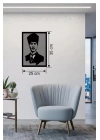 Mey İthalat® Atatürk Line Art Metal Görünümlü Ahşap Tablo - Modern Ofis ve Ev Dekoru