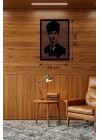 Mey İthalat® Atatürk Line Art Metal Görünümlü Ahşap Tablo - Modern Ofis ve Ev Dekoru