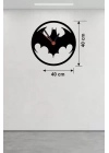 Mey İthalat® Batman Yarasa Logolu Ahşap Duvar Saati - 40x40 cm Dekoratif DC Temalı