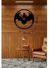 Mey İthalat® Batman Yarasa Logolu Ahşap Duvar Saati - 40x40 cm Dekoratif DC Temalı
