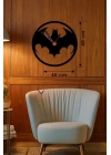 Mey İthalat® Batman Yarasa Logolu Ahşap Duvar Saati - 40x40 cm Dekoratif DC Temalı