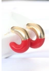 Mey İthalat® CCB Kırmızı Gold Çift Renk Küpe