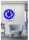 Mey İthalat® Chelsea FC Logolu Ahşap Duvar Saati - 40x40 cm Taraftar Hediyesi