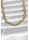 Mey İthalat® CM 14K Gold Renk Kalın Yassı Yılan Zincir Model 45 cm Kadın Kolye