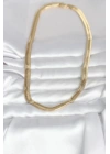 Mey İthalat® CM 14K Gold Renk Kalın Yassı Yılan Zincir Model 45 cm Kadın Kolye