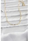 Mey İthalat® CM 14K Gold Renk Lazerli Yassı Model Zincirli 60 cm Kadın Kolye