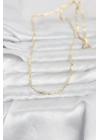 Mey İthalat® CM 14K Gold Renk Lazerli Yassı Model Zincirli 60 cm Kadın Kolye