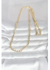 Mey İthalat® CM 14K Gold Renk Yassı Oval Zincirli Model 60 cm Kadın Kolye