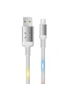 Mey İthalat®  DC09 Ses Duyarlı Işıklı Micro USB Kablo 1M 2A - Beyaz
