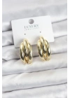 Mey İthalat® Gold Renk Pirinç Yarım Halka Model Kadın Küpe