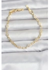 Mey İthalat® Gold Renk Zirkon Taşlı Ataç Zincir Model Kadın Bileklik