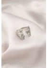 Mey İthalat® Gümüş Renk Metal Kelebek Model Kadın Yüzük