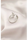Mey İthalat® Gümüş Renk Metal Kelebek Model Kadın Yüzük