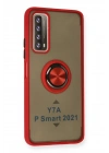 Mey İthalat®  Huawei P Smart 2021 Kılıf Montreal Yüzüklü Silikon Kapak - Kırmızı