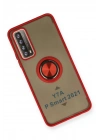 Mey İthalat®  Huawei P Smart 2021 Kılıf Montreal Yüzüklü Silikon Kapak - Kırmızı