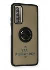 Mey İthalat®  Huawei P Smart 2021 Kılıf Montreal Yüzüklü Silikon Kapak - Siyah