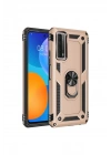Mey İthalat®  Huawei P Smart 2021 Kılıf Sofya Yüzüklü Silikon Kapak - Gold