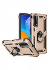 Mey İthalat®  Huawei P Smart 2021 Kılıf Sofya Yüzüklü Silikon Kapak - Gold