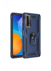 Mey İthalat®  Huawei P Smart 2021 Kılıf Sofya Yüzüklü Silikon Kapak - Lacivert