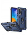 Mey İthalat®  Huawei P Smart 2021 Kılıf Sofya Yüzüklü Silikon Kapak - Lacivert