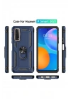 Mey İthalat®  Huawei P Smart 2021 Kılıf Sofya Yüzüklü Silikon Kapak - Lacivert