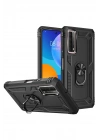 Mey İthalat®  Huawei P Smart 2021 Kılıf Sofya Yüzüklü Silikon Kapak - Siyah