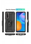 Mey İthalat®  Huawei P Smart 2021 Kılıf Sofya Yüzüklü Silikon Kapak - Siyah