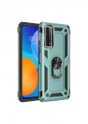 Mey İthalat®  Huawei P Smart 2021 Kılıf Sofya Yüzüklü Silikon Kapak - Yeşil