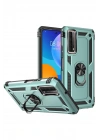 Mey İthalat®  Huawei P Smart 2021 Kılıf Sofya Yüzüklü Silikon Kapak - Yeşil