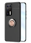 Mey İthalat®  Huawei P40 Kılıf Range Yüzüklü Silikon - Siyah-Gold