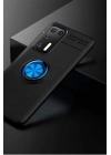 Mey İthalat®  Huawei P40 Kılıf Range Yüzüklü Silikon - Siyah-Mavi