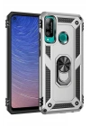 Mey İthalat®  Huawei P40 Lite E Kılıf Sofya Yüzüklü Silikon Kapak - Gümüş