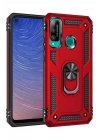Mey İthalat®  Huawei P40 Lite E Kılıf Sofya Yüzüklü Silikon Kapak - Kırmızı