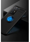 Mey İthalat®  Huawei P40 Pro Kılıf Range Yüzüklü Silikon - Siyah-Mavi