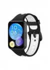 Mey İthalat®  Huawei Watch Fit 2 Spor Delikli Kordon - Siyah-Beyaz
