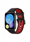 Mey İthalat®  Huawei Watch Fit 2 Spor Delikli Kordon - Siyah-Kırmızı