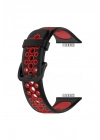 Mey İthalat®  Huawei Watch Fit 2 Spor Delikli Kordon - Siyah-Kırmızı