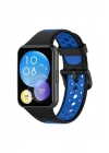 Mey İthalat®  Huawei Watch Fit 2 Spor Delikli Kordon - Siyah-Mavi