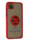 Mey İthalat®  Huawei Y5P Kılıf Montreal Yüzüklü Silikon Kapak - Kırmızı