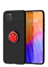Mey İthalat®  Huawei Y5P Kılıf Range Yüzüklü Silikon - Siyah-Kırmızı