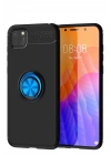Mey İthalat®  Huawei Y5P Kılıf Range Yüzüklü Silikon - Siyah-Mavi