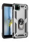 Mey İthalat®  Huawei Y5P Kılıf Sofya Yüzüklü Silikon Kapak - Gümüş